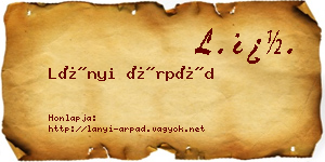 Lányi Árpád névjegykártya